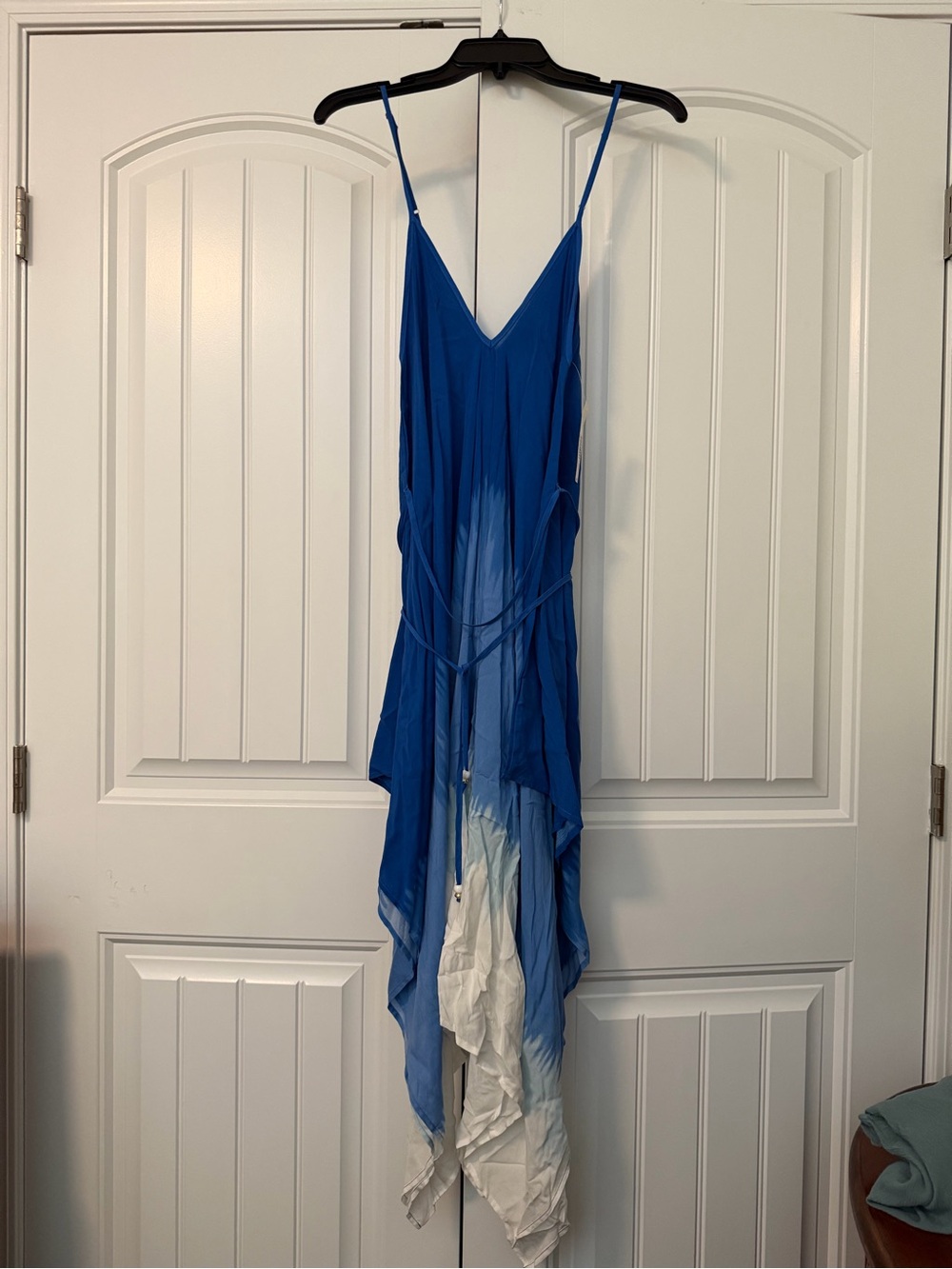 new directions Blue Ombre Asymmetrical Handkerchief Dress